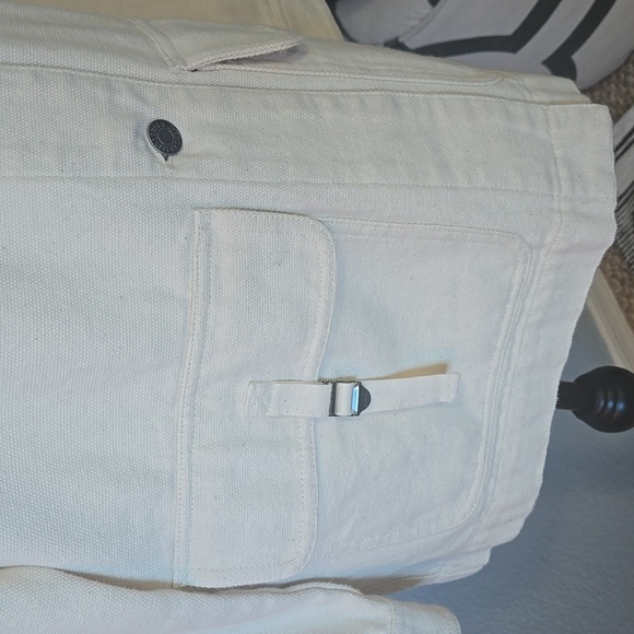 VINTAGE LAUREN JEANS CO Cream Denim Longline Button Down Utility Jacket MEDIUM - Picture 5 of 16